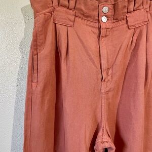 Veronica Beard Jeans Womens 12 Terracotta Linen Blend Tapered Pant Chic Designer